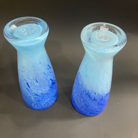 Set of 3 Art Glass Tall Beer Pub Glasses - Ocean Blue Swirl - 7.5" - Picture 9 of 9